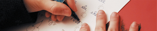 Linkshänder Hand beim schreiben